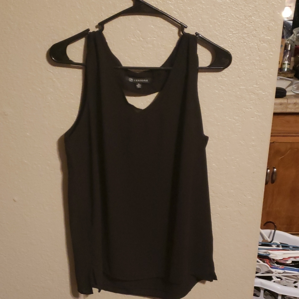 Black sleeveless blouse